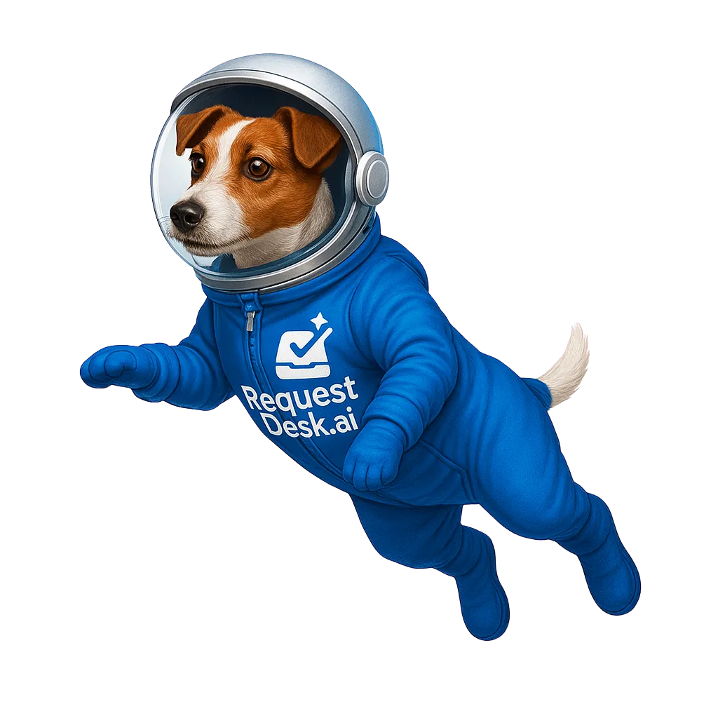 A space dog in an astronaut suit