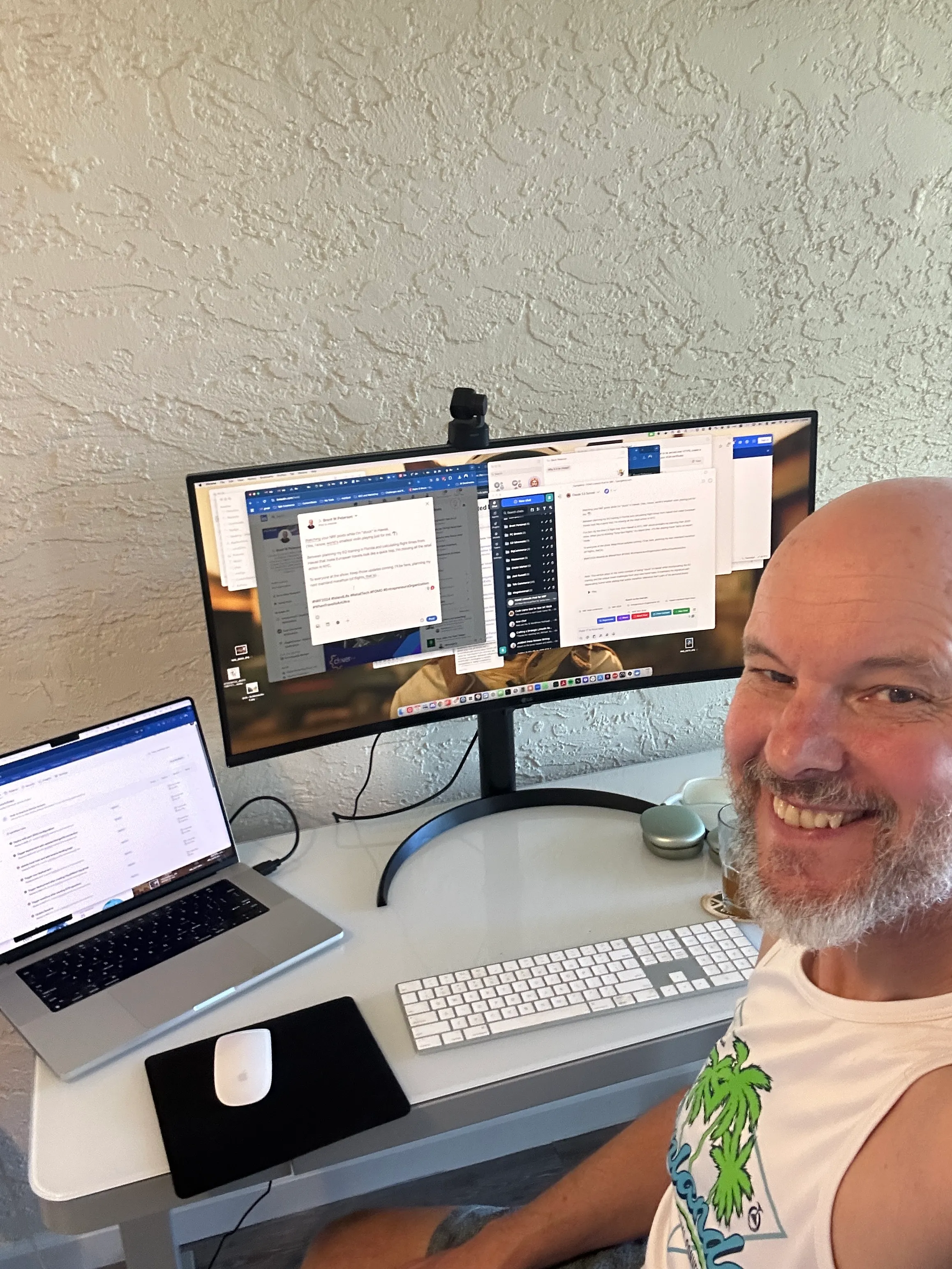 Brent at his desk inventing PersonAloha