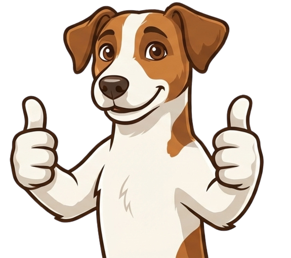 Friendly dog giving thumbs up